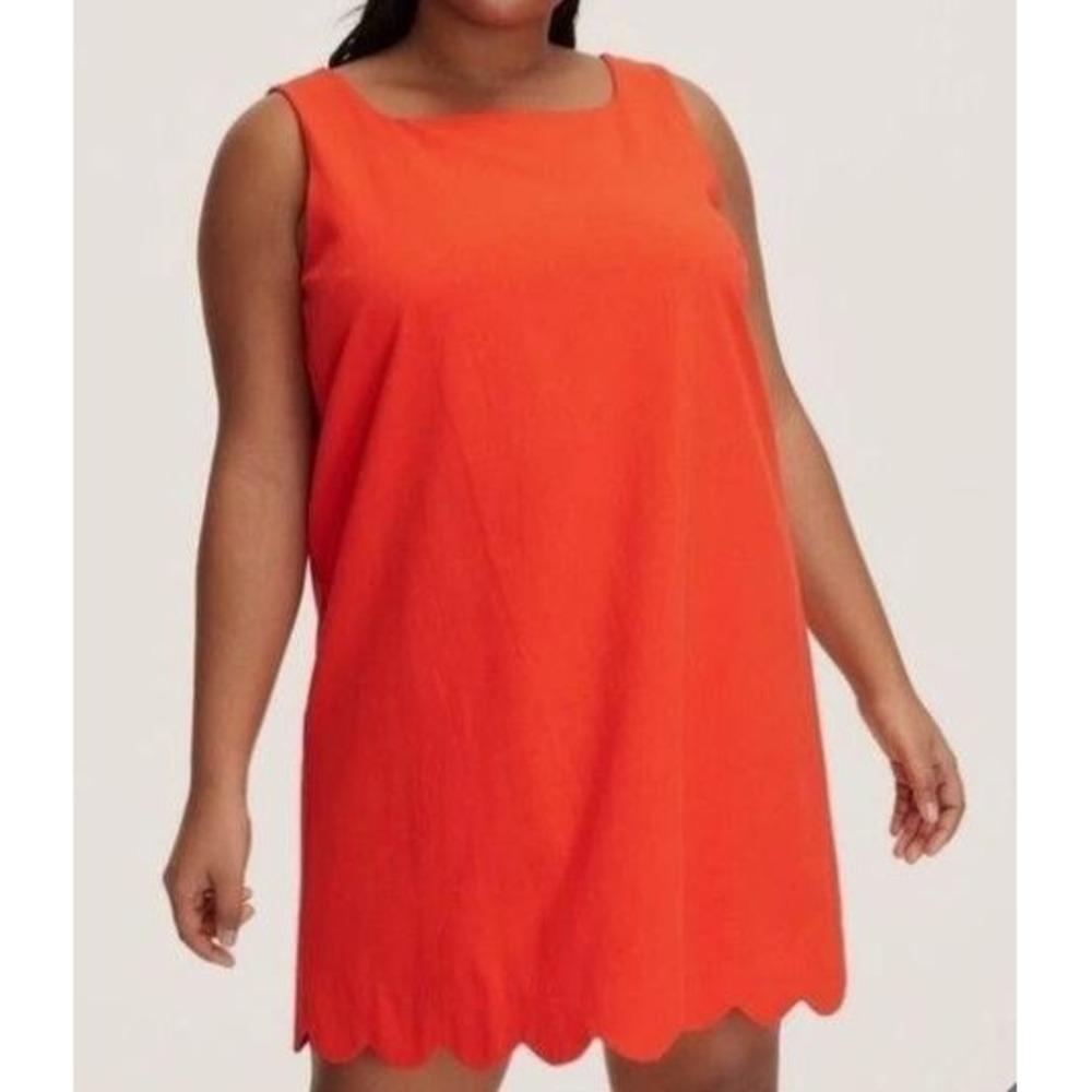 Kate Spade New York x Target Women 3X Dress Red Scallop Hem Square Neck Cotton